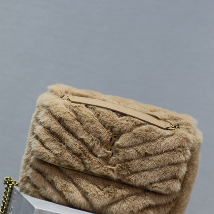 NIKI MEDIUM 28 IN DARK BEIGE RABBIT FUR