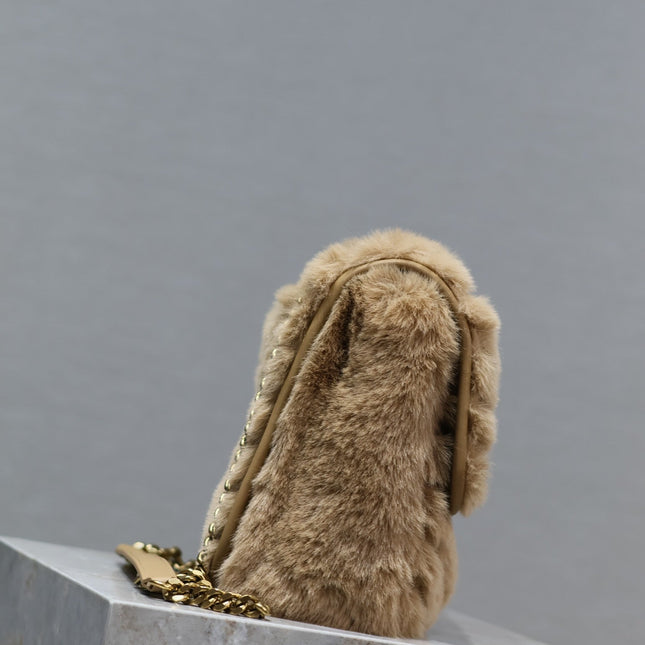 NIKI MEDIUM 28 IN DARK BEIGE RABBIT FUR