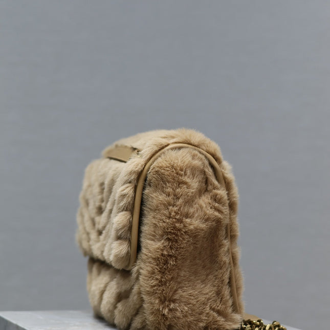 NIKI MEDIUM 28 IN DARK BEIGE RABBIT FUR