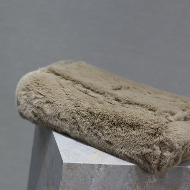 KATE FLAP BAG 28 IN ECRU BEIGE RABBIT FUR GOLD CHAIN