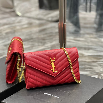 YL WOC 22 RED CHEVERON CAVIAR GOLD HARDWARE