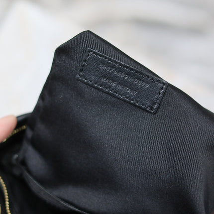 CALYPSO SMALL POUCH 23 IN BLACK SMOOTH LAMBSKIN