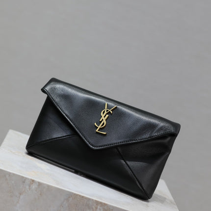 ENVELOPE CLUTCH 21 IN BLACK CALFSKIN