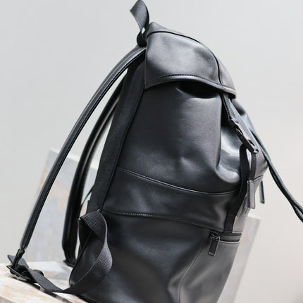 BACKPACK 45 IN BLACK CALFSKIN WITH EMBOSSED LOGO