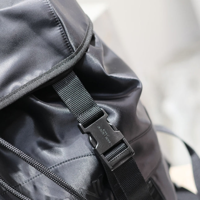 WATERPROOF BACKPACK 45 IN BLACK NYLON WITH EMBOSSED LOGO