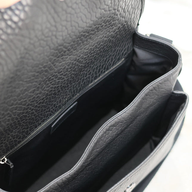 NIKI LARGE 32 IN BLACK ELEPHANT PATTERN LAMBSKIN