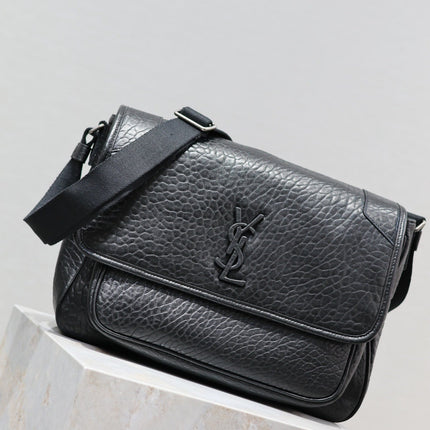 NIKI LARGE 32 IN BLACK ELEPHANT PATTERN LAMBSKIN