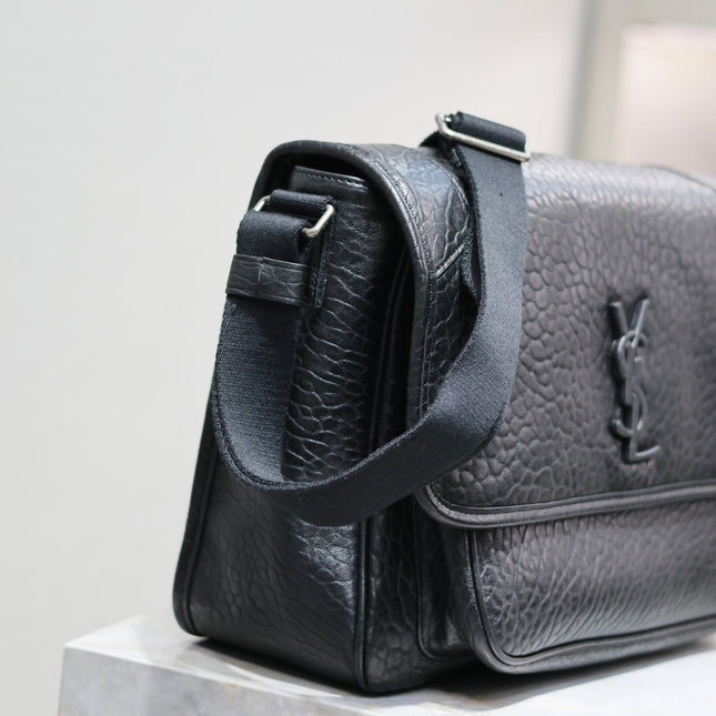NIKI LARGE 32 IN BLACK ELEPHANT PATTERN LAMBSKIN