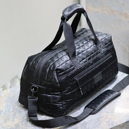 TRAVEL TOTE BAG 50 IN BLACK PLAID NYLON