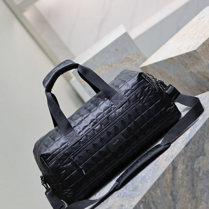 TRAVEL TOTE BAG 50 IN BLACK PLAID NYLON