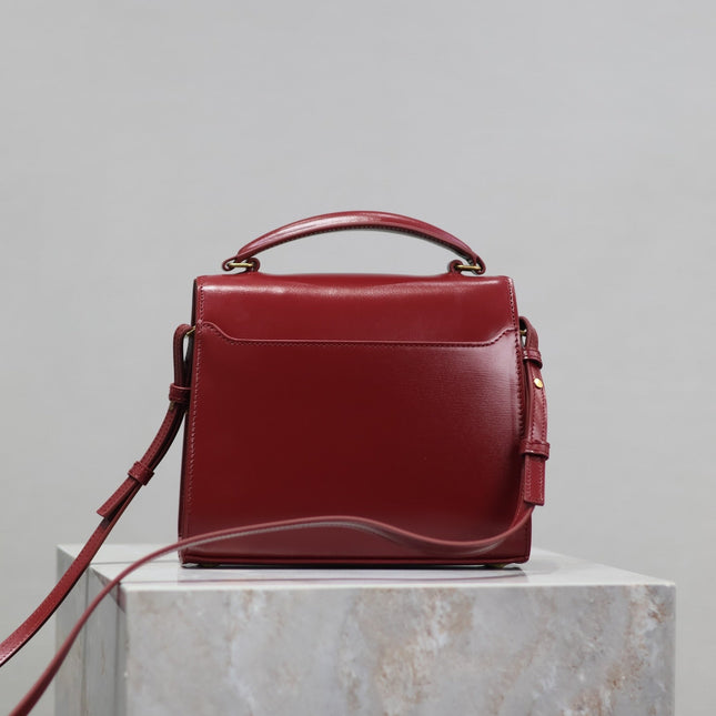 CASSANDRA MINI TOP HANDLE BAG 20 IN RED CALFSKIN GOLD HARDWARE