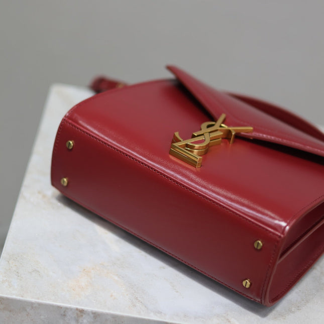 CASSANDRA MINI TOP HANDLE BAG 20 IN RED CALFSKIN GOLD HARDWARE