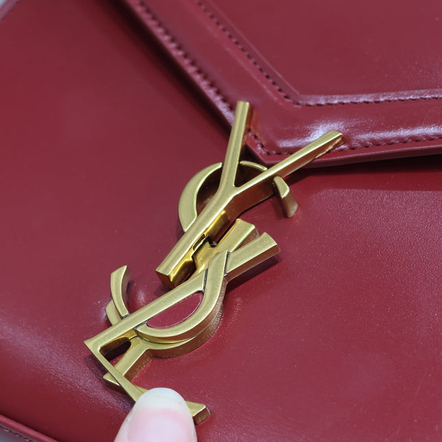 CASSANDRA MINI TOP HANDLE BAG 20 IN RED CALFSKIN GOLD HARDWARE