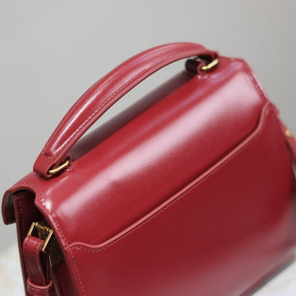 CASSANDRA MINI TOP HANDLE BAG 20 IN RED CALFSKIN GOLD HARDWARE