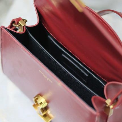 CASSANDRA MINI TOP HANDLE BAG 20 IN RED CALFSKIN GOLD HARDWARE