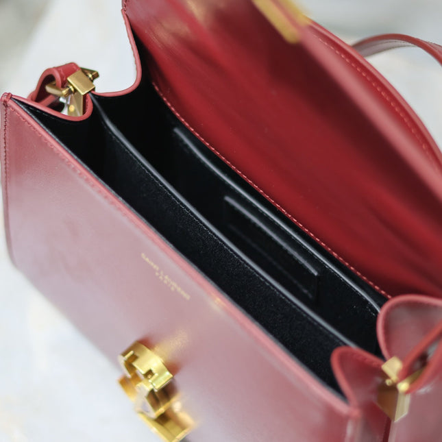 CASSANDRA MINI TOP HANDLE BAG 20 IN RED CALFSKIN GOLD HARDWARE