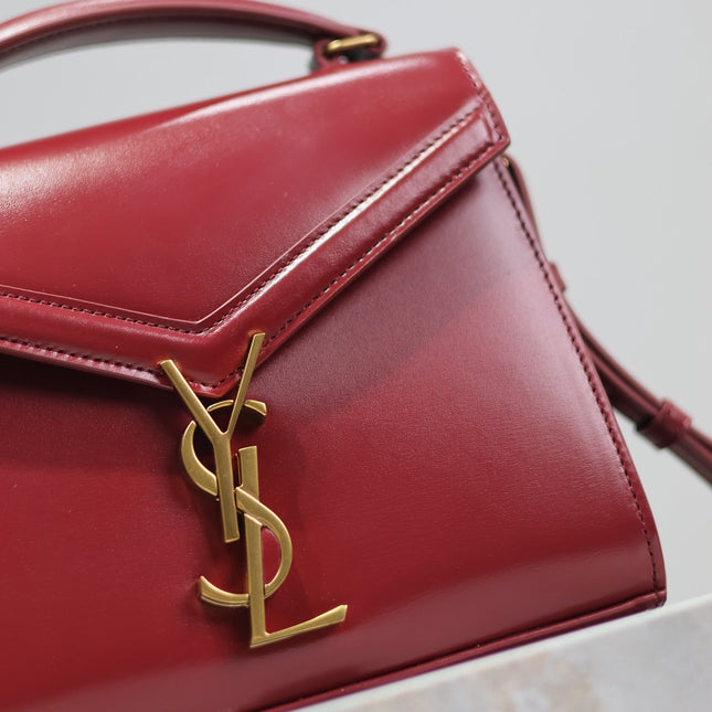 CASSANDRA MINI TOP HANDLE BAG 20 IN RED CALFSKIN GOLD HARDWARE