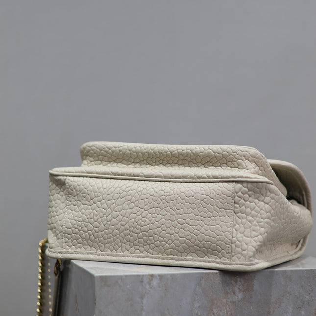 NIKI MEDIUM 28 IN WHITE ELEPHANT PATTERN LAMBSKIN GOLD LOGO