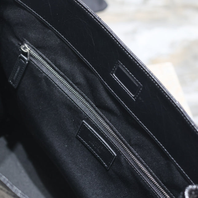 NIKI SHOPPING BAG 39 IN BLACK CRUMPLED CALFSKIN SILVER HARDWARE