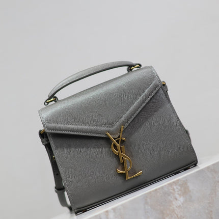CASSANDRA MINI TOP HANDLE BAG 20 IN GRAY CALFSKIN GOLD HARDWARE