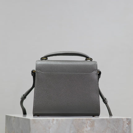 CASSANDRA MINI TOP HANDLE BAG 20 IN GRAY CALFSKIN GOLD HARDWARE