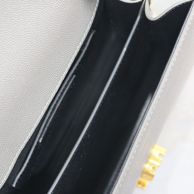 CASSANDRA MINI TOP HANDLE BAG 20 IN GRAY CALFSKIN GOLD HARDWARE