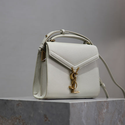 CASSANDRA MINI TOP HANDLE BAG 20 IN WHITE CALFSKIN GOLD HARDWARE