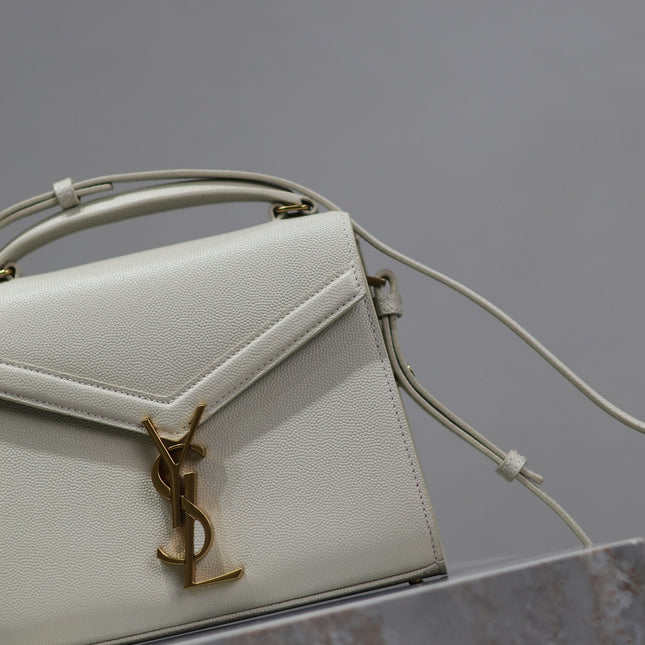 CASSANDRA MINI TOP HANDLE BAG 20 IN WHITE CALFSKIN GOLD HARDWARE