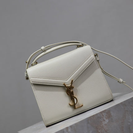 CASSANDRA MINI TOP HANDLE BAG 20 IN WHITE CALFSKIN GOLD HARDWARE