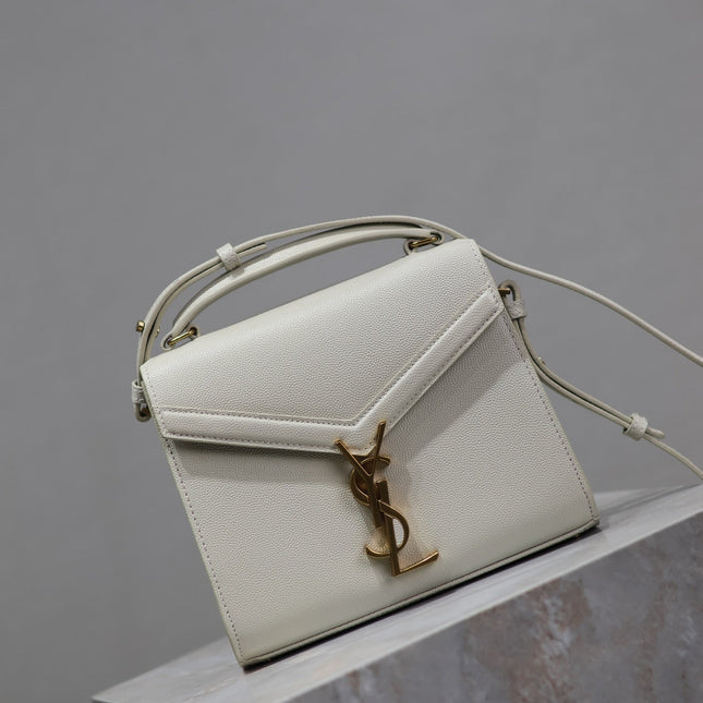 CASSANDRA MINI TOP HANDLE BAG 20 IN WHITE CALFSKIN GOLD HARDWARE