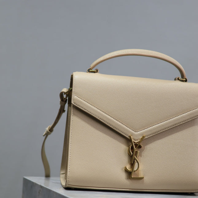 CASSANDRA TOP HANDLE BAG 24 IN BEIGE CALFSKIN GOLD HARDWARE