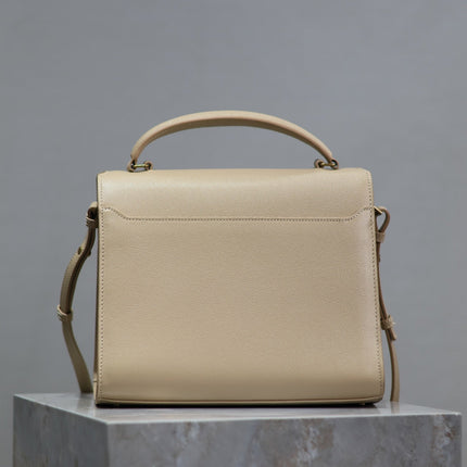CASSANDRA TOP HANDLE BAG 24 IN BEIGE CALFSKIN GOLD HARDWARE