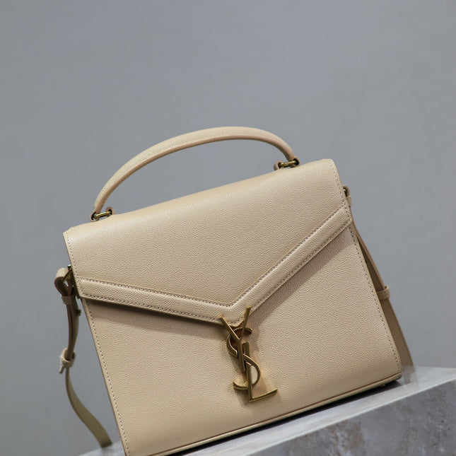 CASSANDRA TOP HANDLE BAG 24 IN BEIGE CALFSKIN GOLD HARDWARE