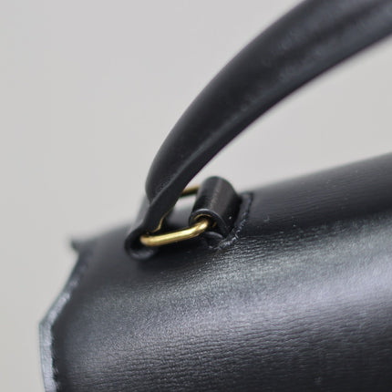 CASSANDRA TOP HANDLE BAG 24 IN BLACK SMOOTH LAMBSKIN GOLD HARDWARE