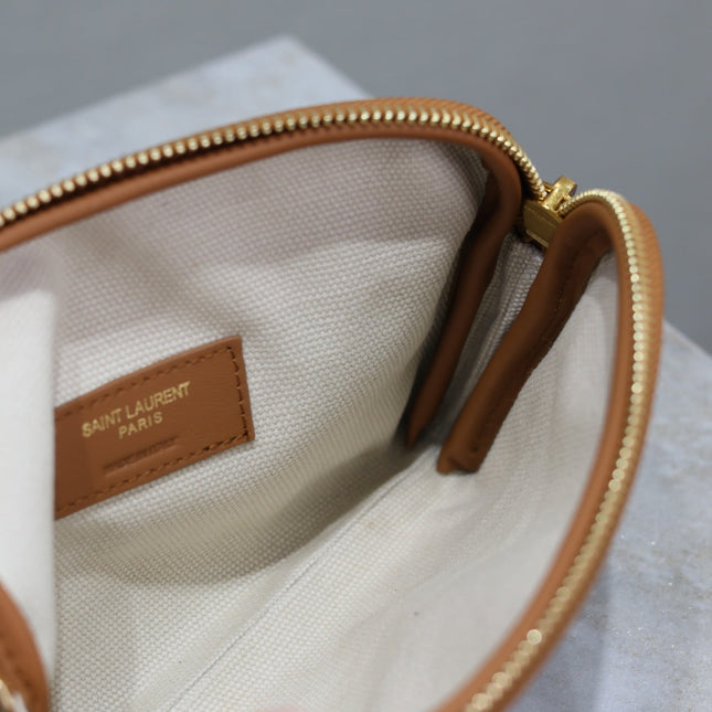 GABY ZIPPED POUCH 19 IN WHITE MIX BROWN COTTON GOLD HARDWARE