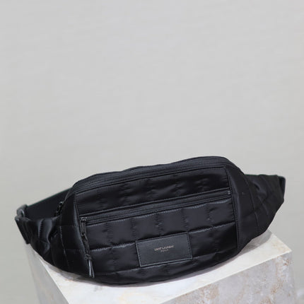 CROSSBODY BAG 24 IN BLACK PLAID NYLON