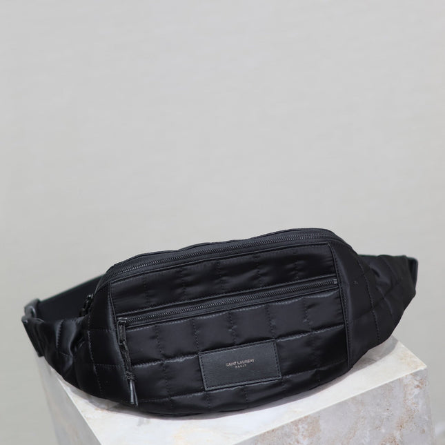 CROSSBODY BAG 24 IN BLACK PLAID NYLON