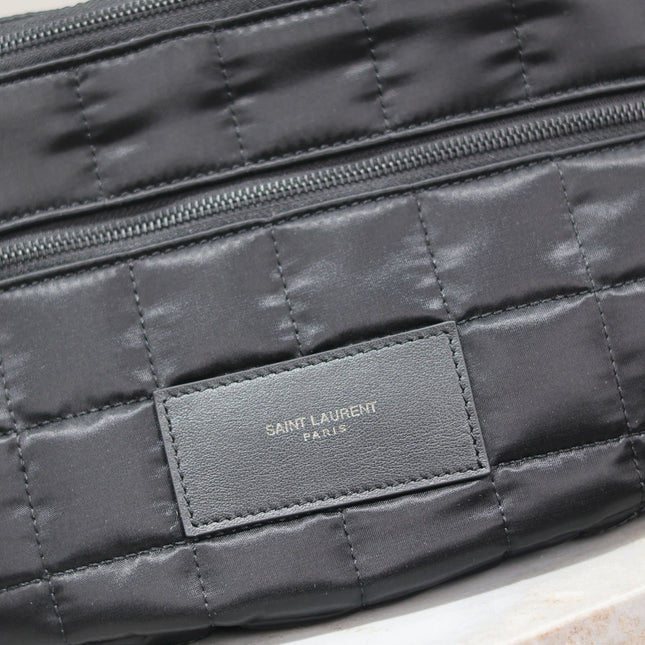 CROSSBODY BAG 24 IN BLACK PLAID NYLON