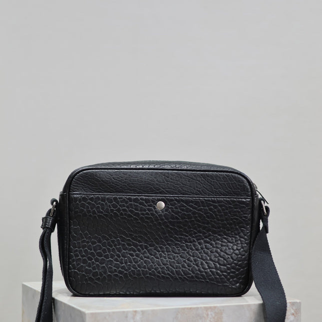CITY CAMERA BAG 24 IN BLACK ELEPHANT PATTERN LAMBSKIN