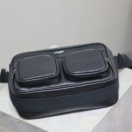 CITY CAMERA BAG 24 IN BLACK ELEPHANT PATTERN LAMBSKIN