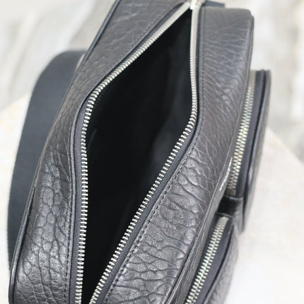 CITY CAMERA BAG 24 IN BLACK ELEPHANT PATTERN LAMBSKIN