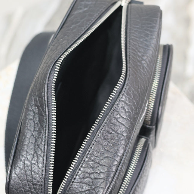 CITY CAMERA BAG 24 IN BLACK ELEPHANT PATTERN LAMBSKIN