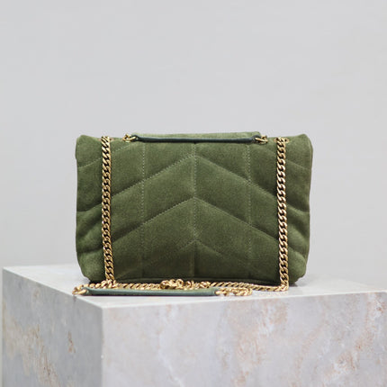PUFFER TOY 23 IN PICKLE GREEN SUEDE GOLD HARDWARE
