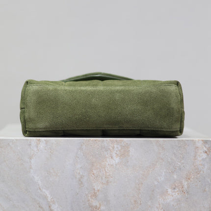 PUFFER TOY 23 IN PICKLE GREEN SUEDE GOLD HARDWARE