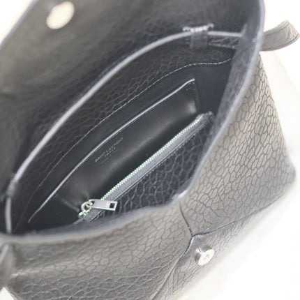ENVELOPE CHAIN BAG 23 IN BLACK ELEPHANT TEXTURE LAMBSKIN SILVER LOGO