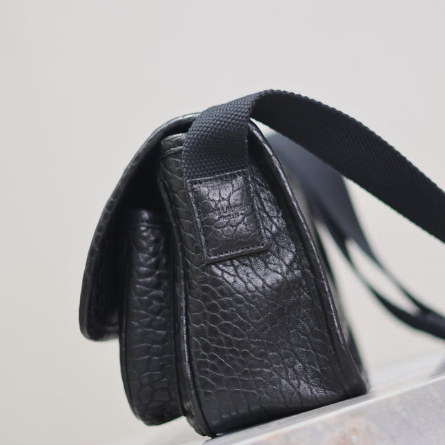 NIKI BABY 22 IN BLACK ELEPHANT PATTERN LAMBSKIN SILVER LOGO