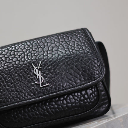 NIKI BABY 22 IN BLACK ELEPHANT PATTERN LAMBSKIN SILVER LOGO