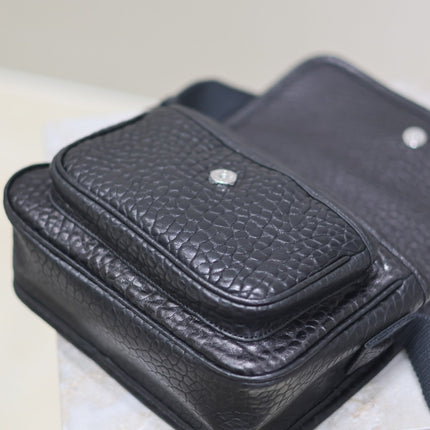 NIKI BABY 22 IN BLACK ELEPHANT PATTERN LAMBSKIN SILVER LOGO