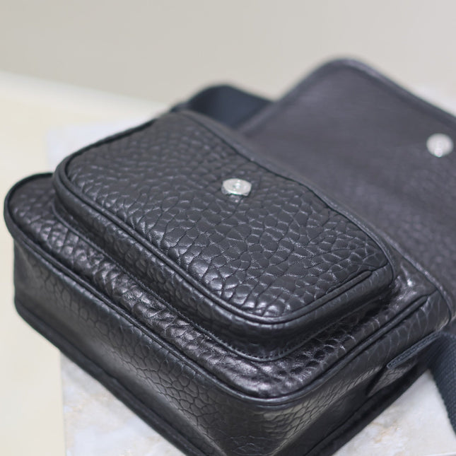 NIKI BABY 22 IN BLACK ELEPHANT PATTERN LAMBSKIN SILVER LOGO