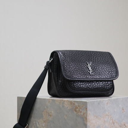NIKI BABY 22 IN BLACK ELEPHANT PATTERN LAMBSKIN SILVER LOGO